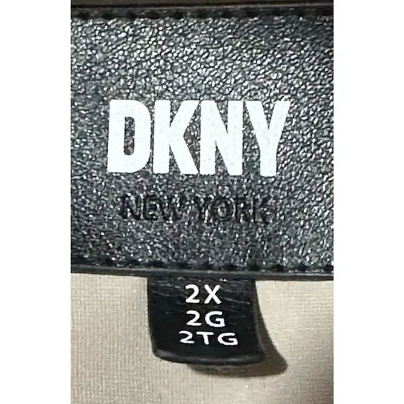 DKNY New York Women’s 2X Taupe Puffer Coat Faux Fur Hood Zip Front 2G 2TG - Picture 8 of 12